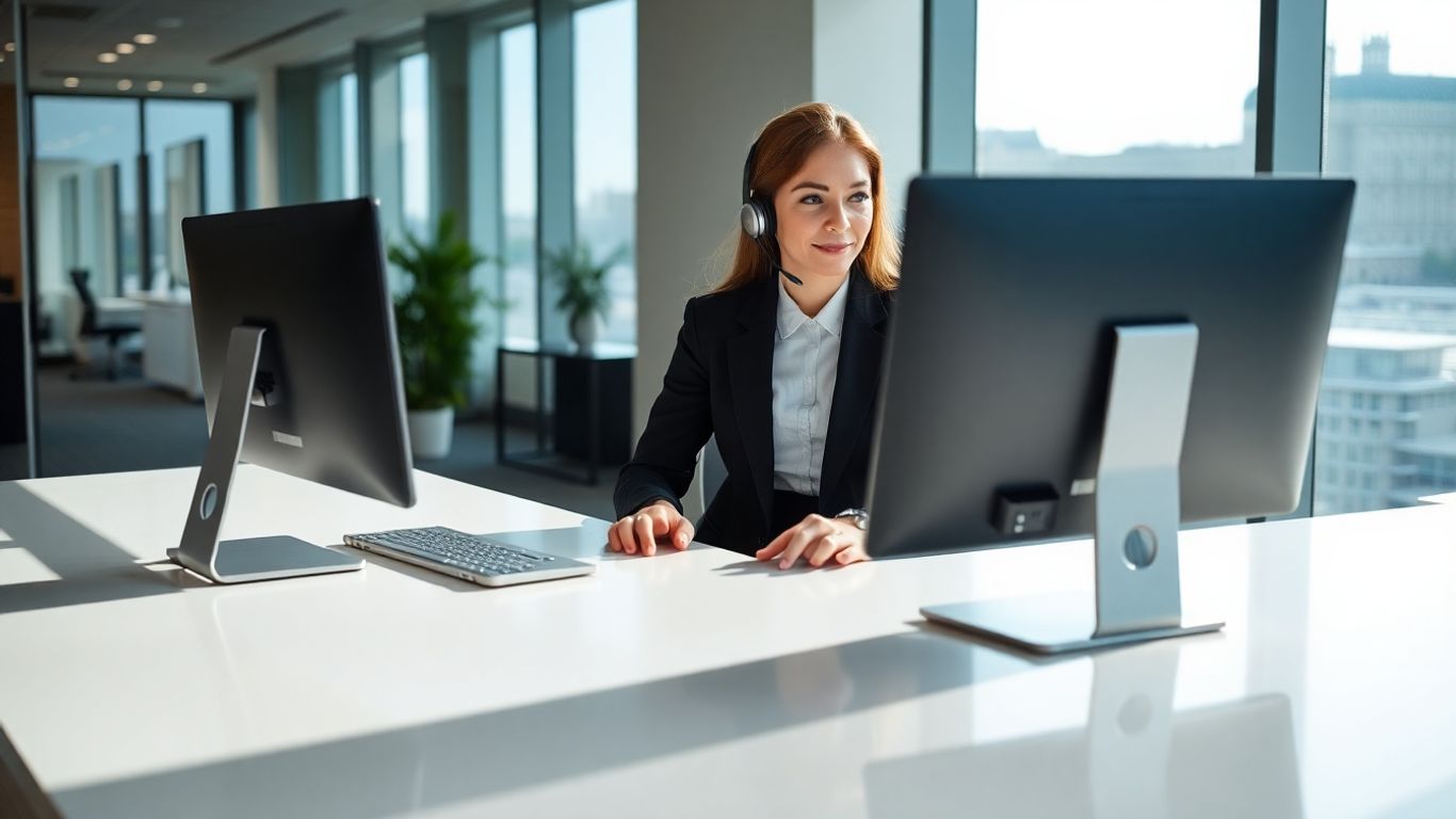 Virtual receptionist in modern St. Petersburg office workspace