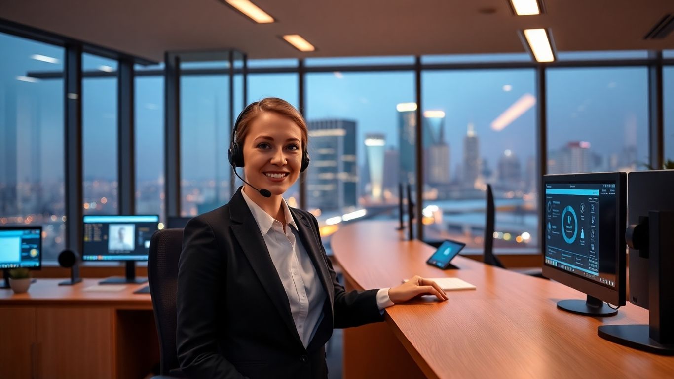 Virtual receptionist at night in St. Petersburg office