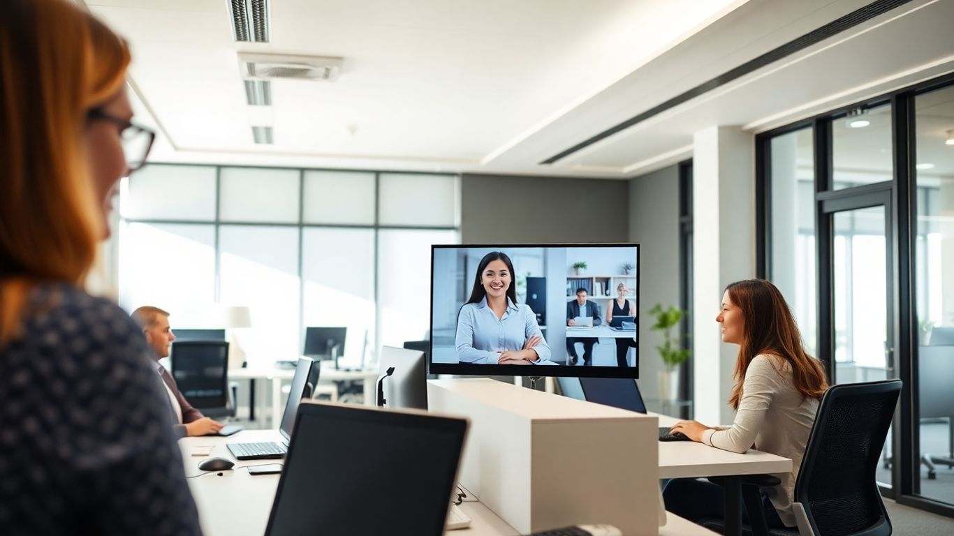 Virtual receptionist assisting Wichita business team in office