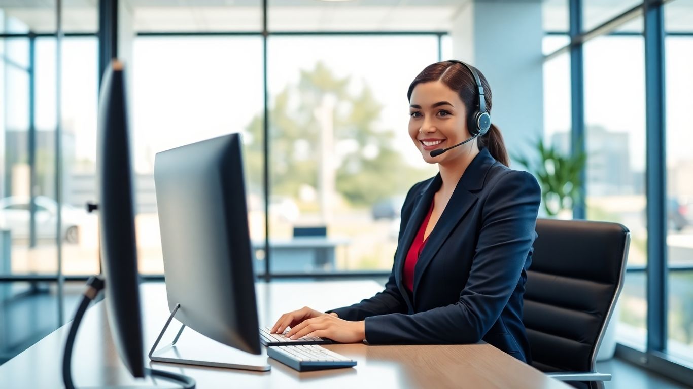 Virtual receptionist in modern Chula Vista office workspace