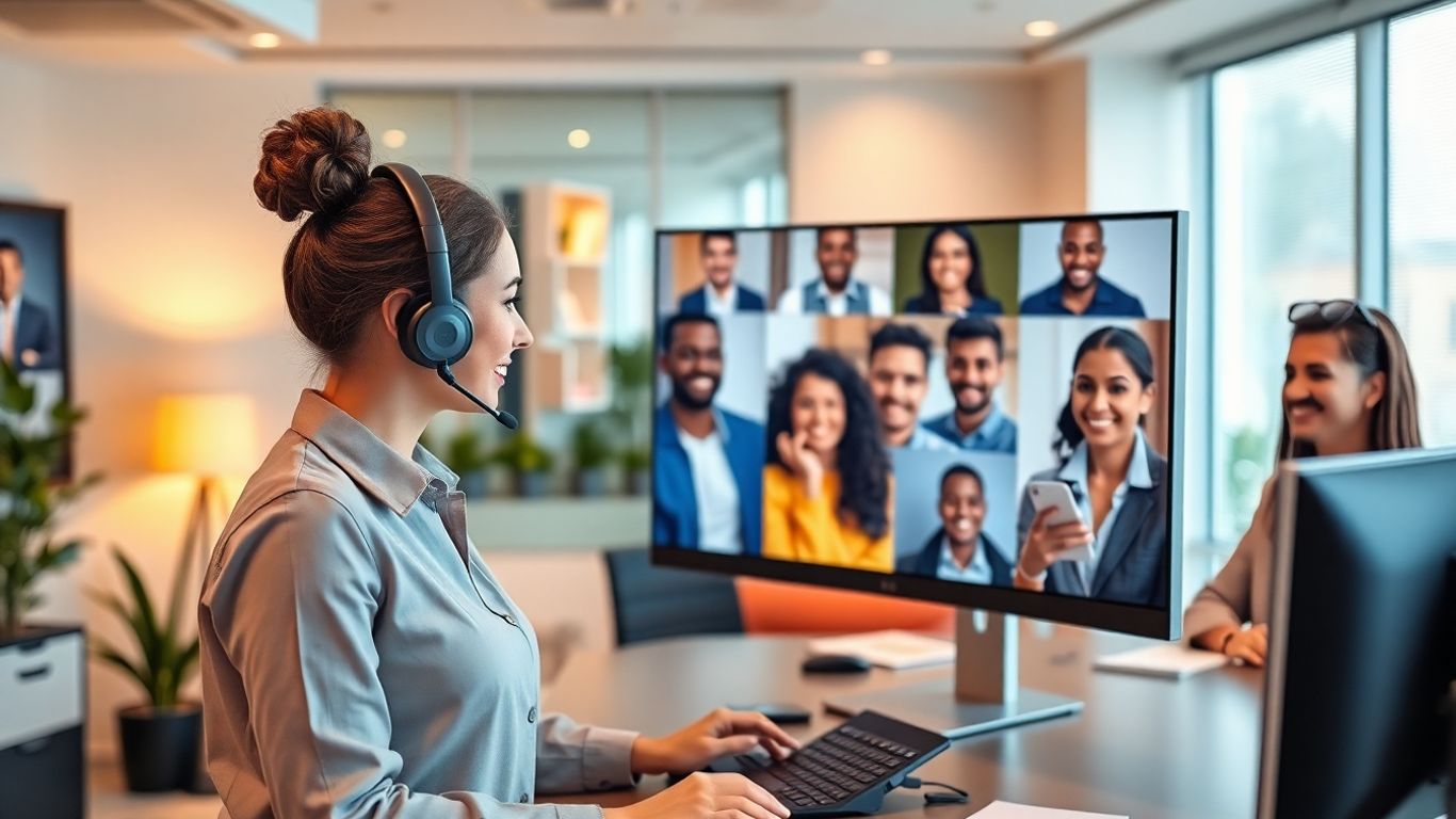 Virtual receptionist assisting diverse multicultural clients online