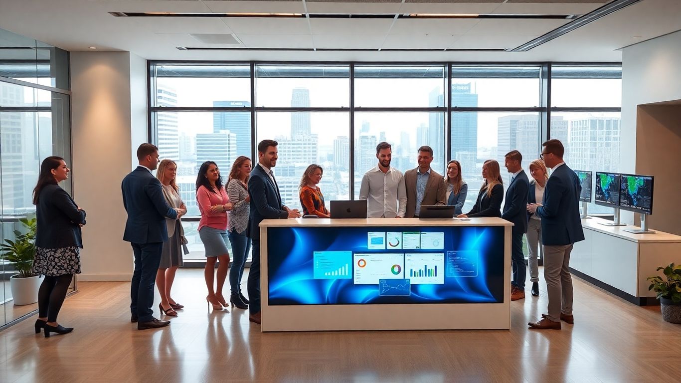 Modern Minneapolis office with digital receptionist technology.