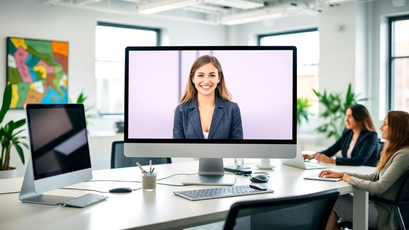 Virtual receptionist in modern New Orleans office setting