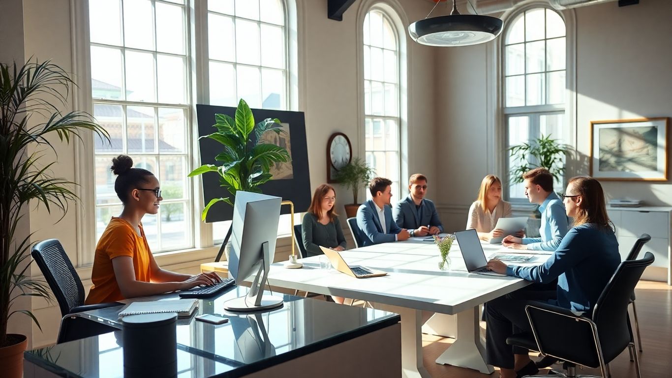 Virtual receptionist and team in modern New Orleans office