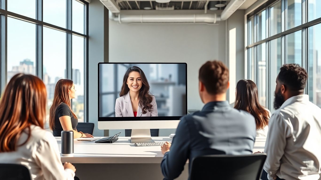 Virtual receptionist in modern Louisville office workspace