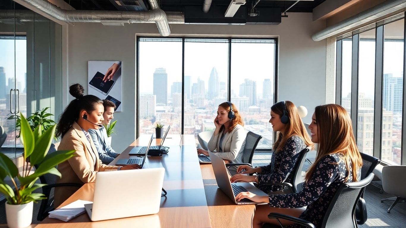 Nashville virtual receptionist team working in city office