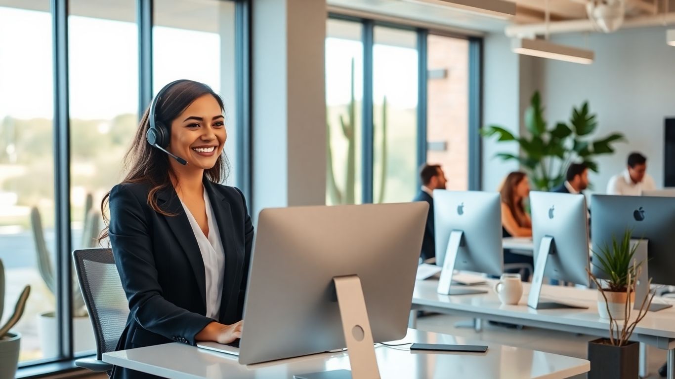 Virtual receptionist assisting team in Tucson office
