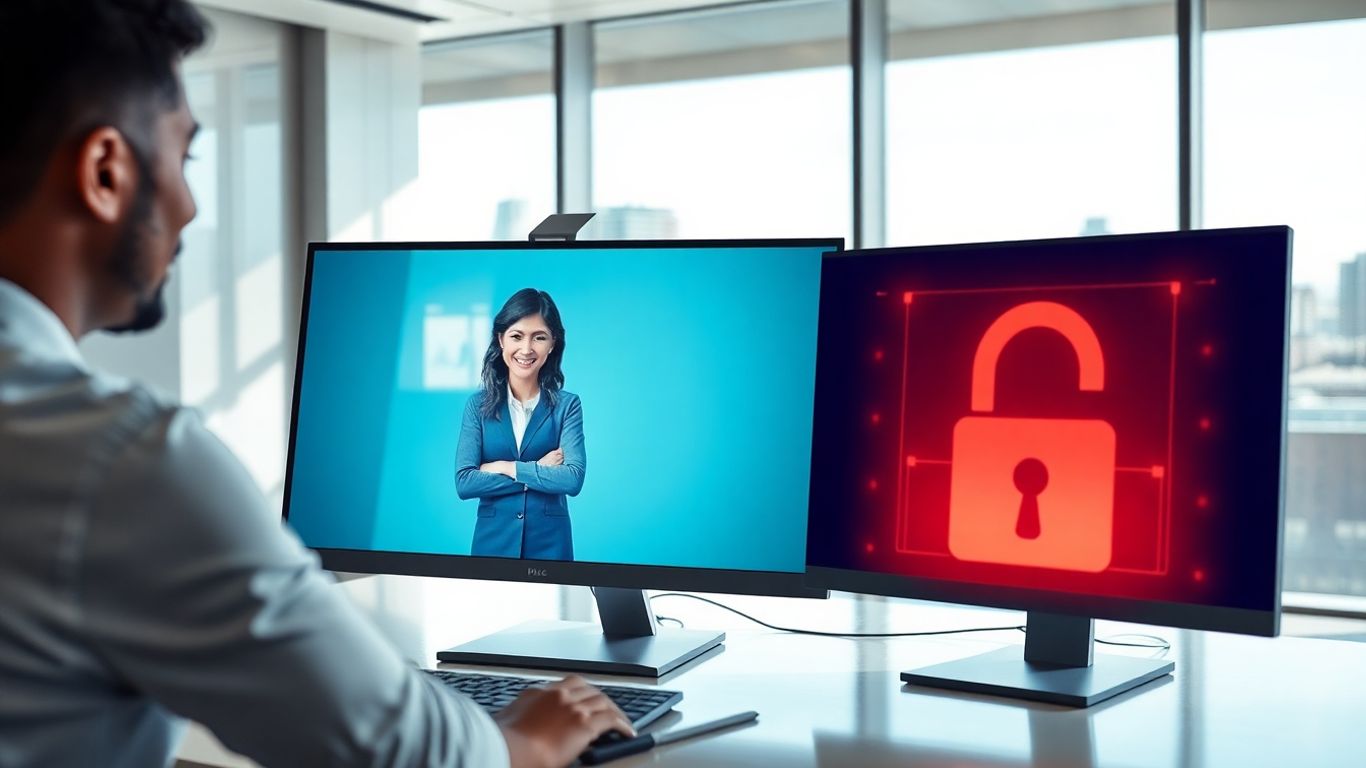 Virtual receptionist assisting customers with strong data security.