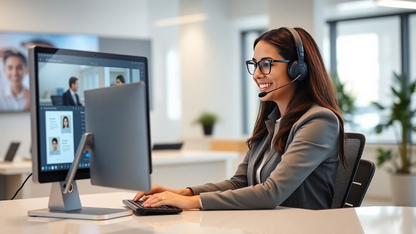 Virtual receptionist assisting clients with AI technology