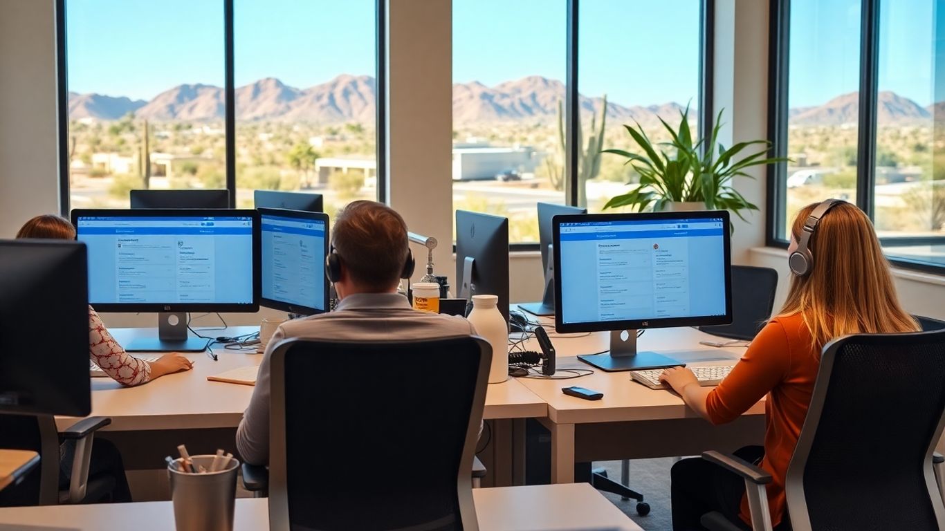Modern office staff in Casa Grande with tech tools