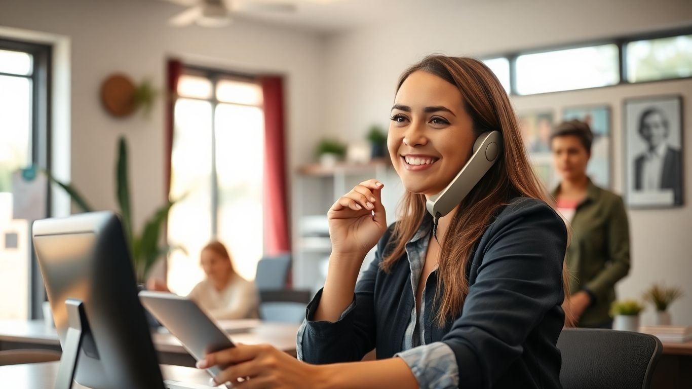 Bilingual receptionist assisting diverse clients in Casa Grande office