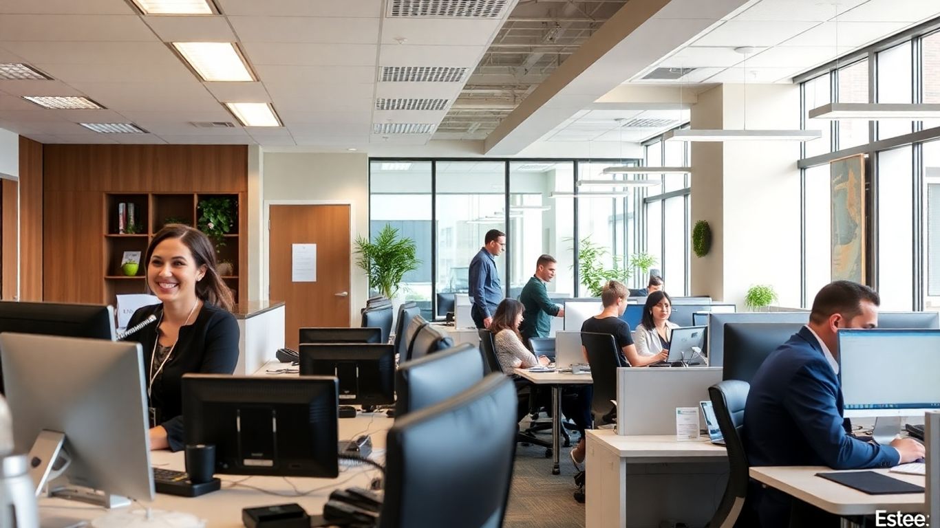 Receptionists answering phones in a modern Schaumburg office.