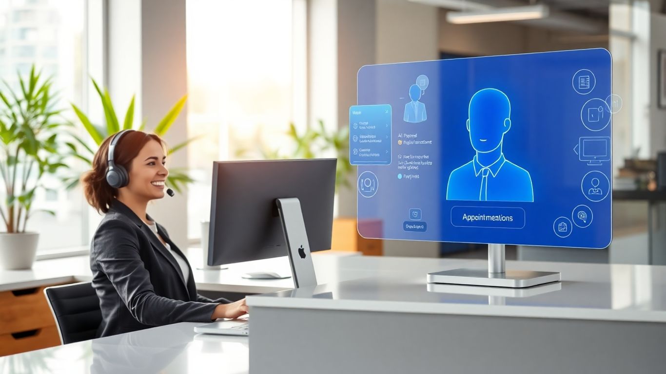 Receptionist uses AI hologram for business appointment scheduling