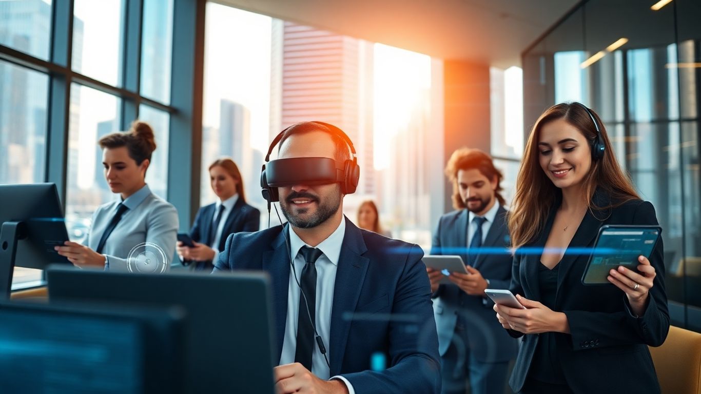Modern office with operator using AI technology in Melbourne