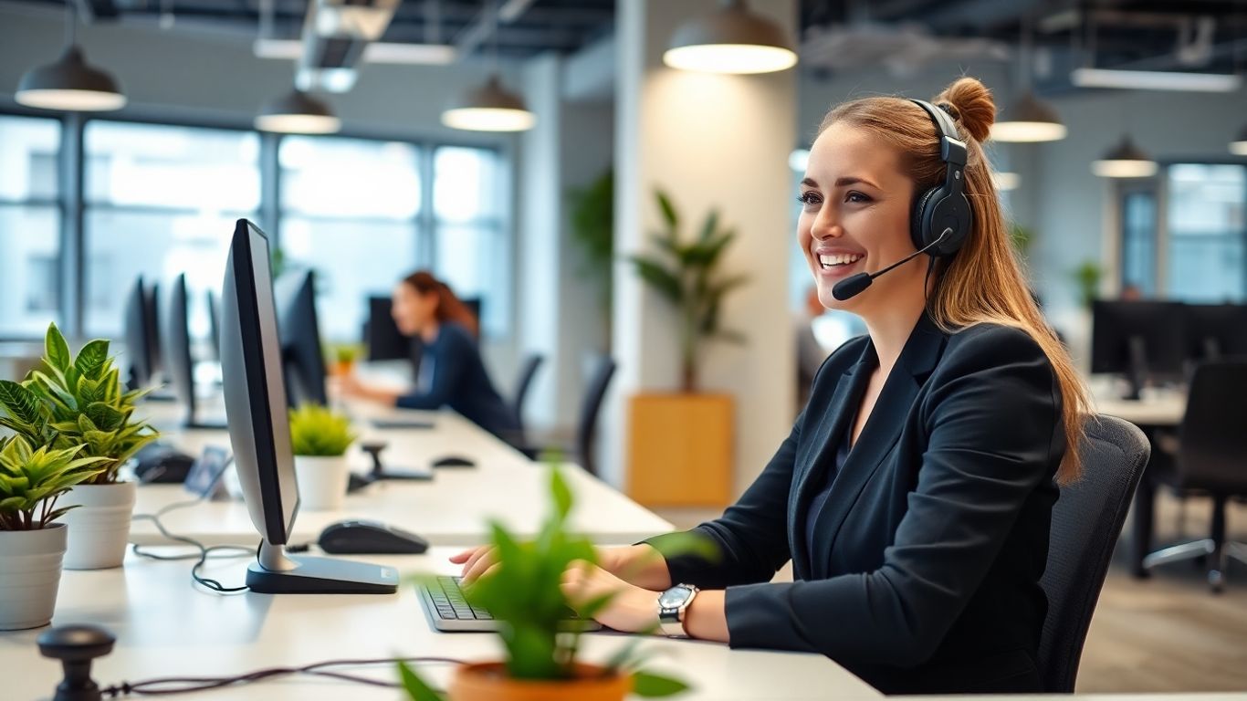 Customer service agent providing 24/7 phone support
