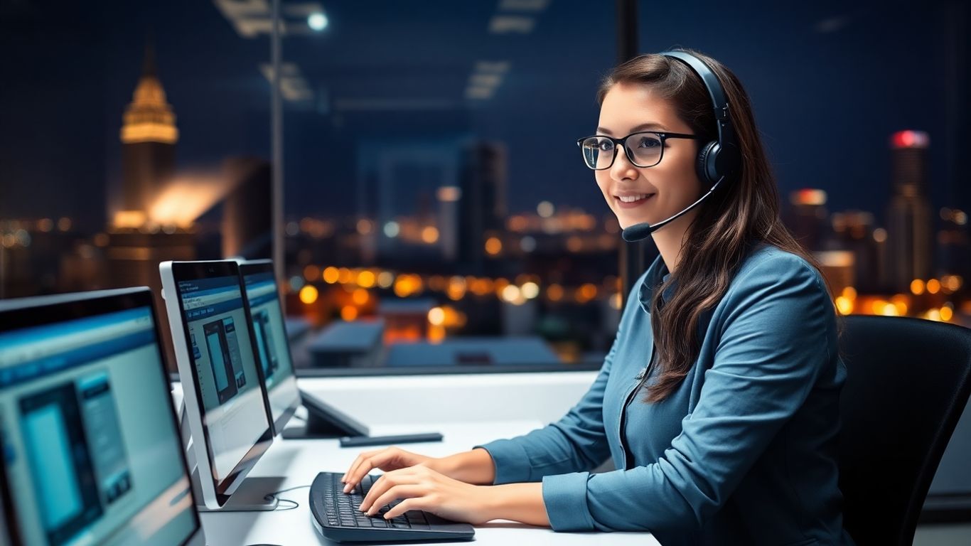 Customer service agent providing 24/7 phone support