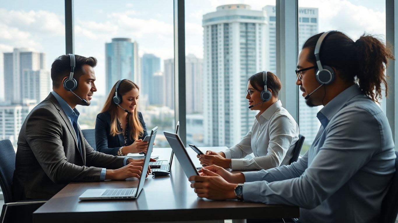 Professionals using headsets in modern Fort Lauderdale office
