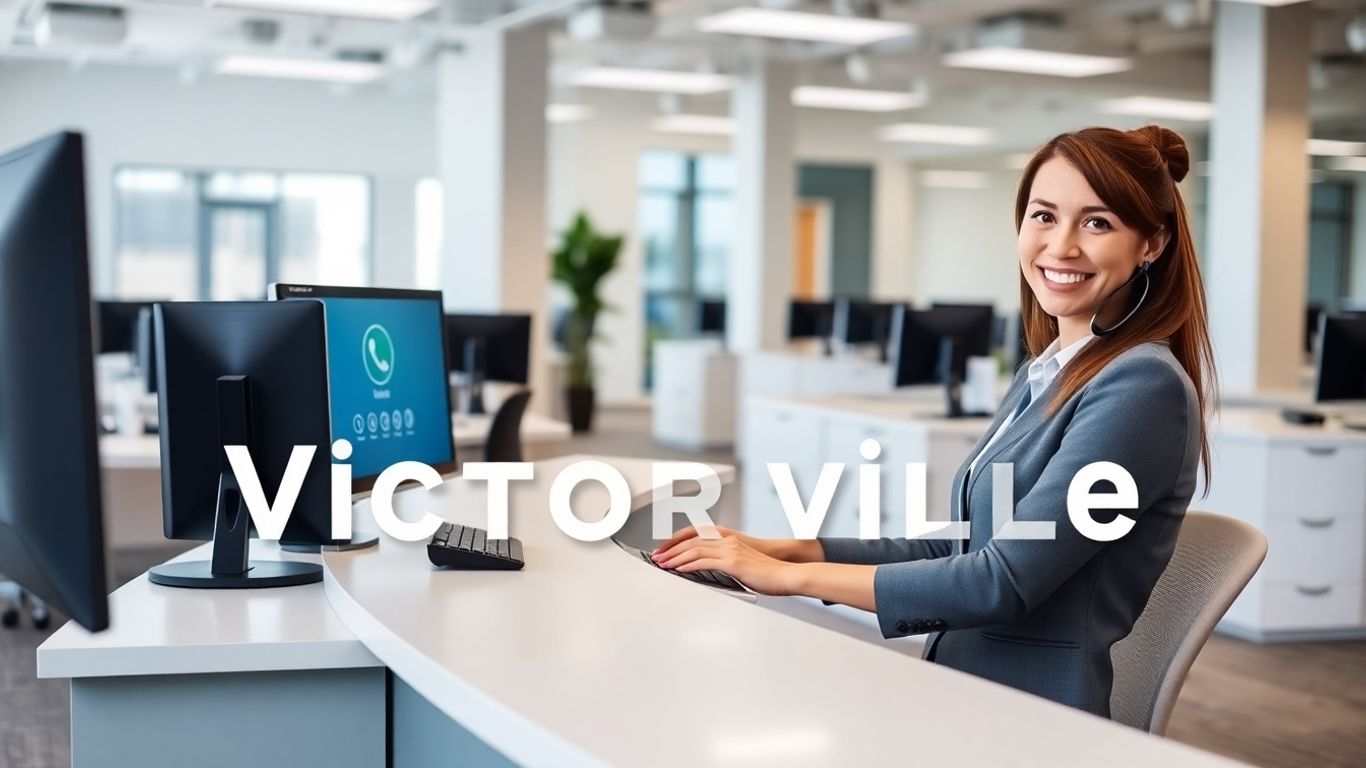 Receptionist answering business calls in a modern office