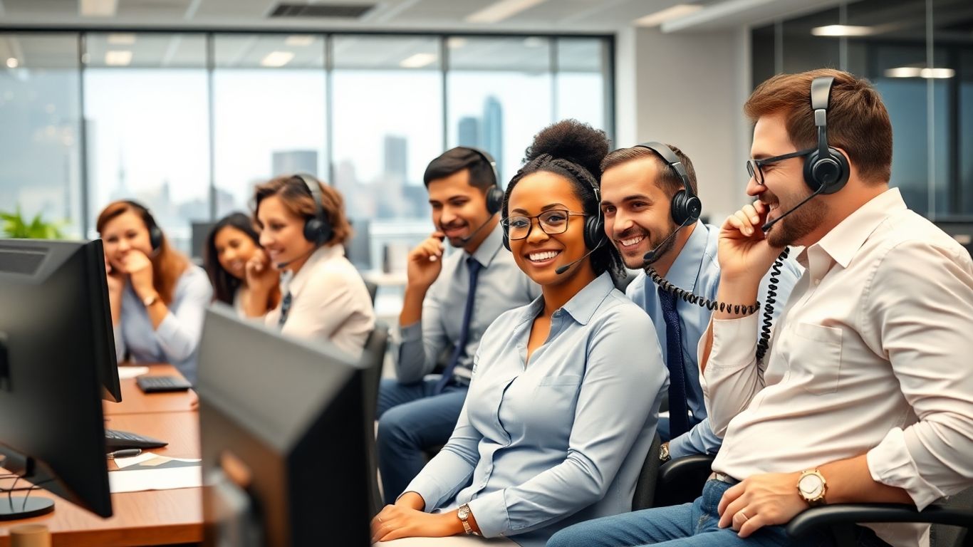 Professional call center team assisting customers in Vallejo office