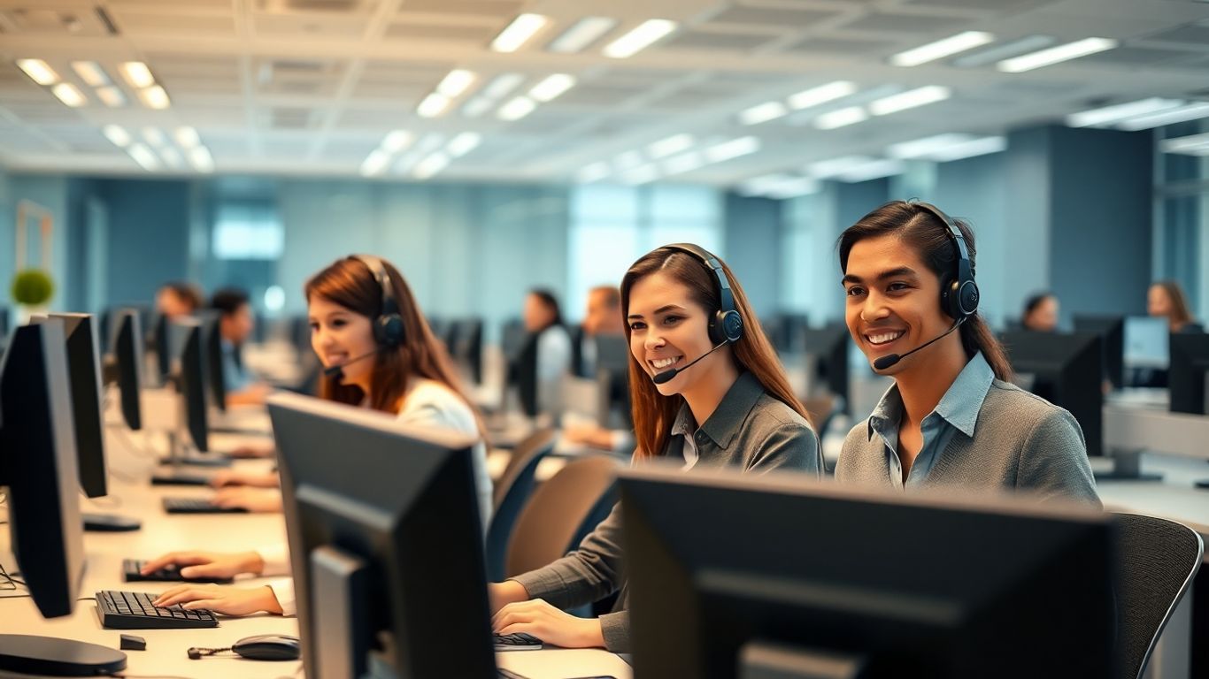 Professional call center operators providing 24/7 customer support