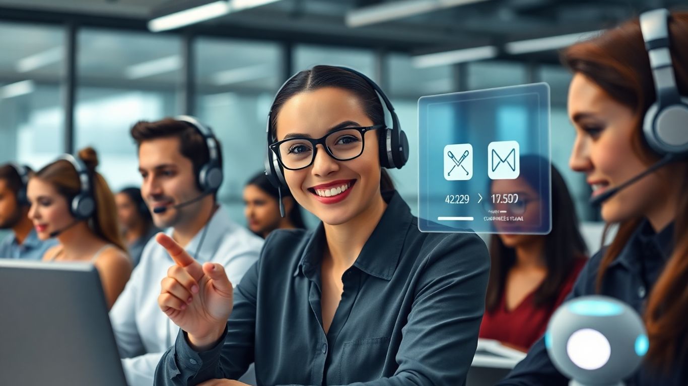 Office team using AI voicemail tools in 2025