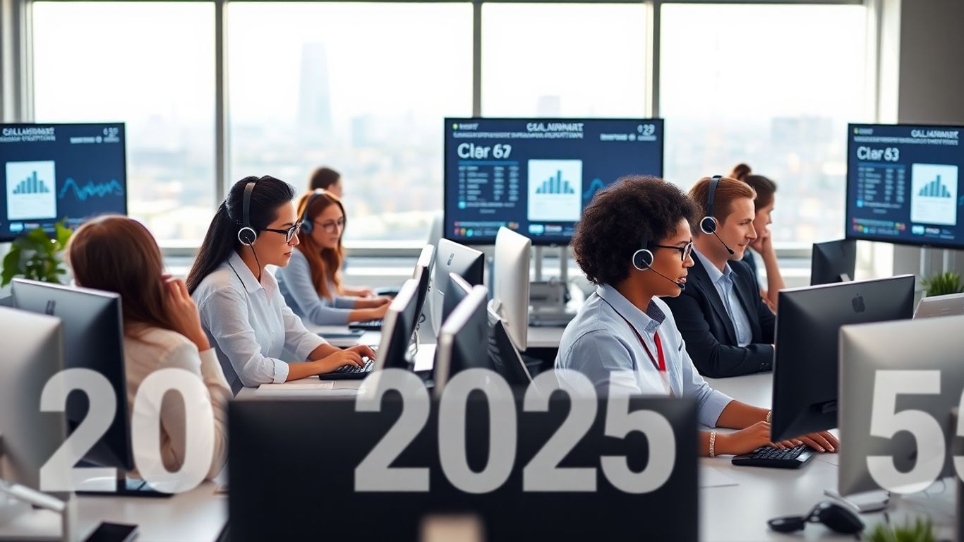 Office team with headsets managing business calls efficiently