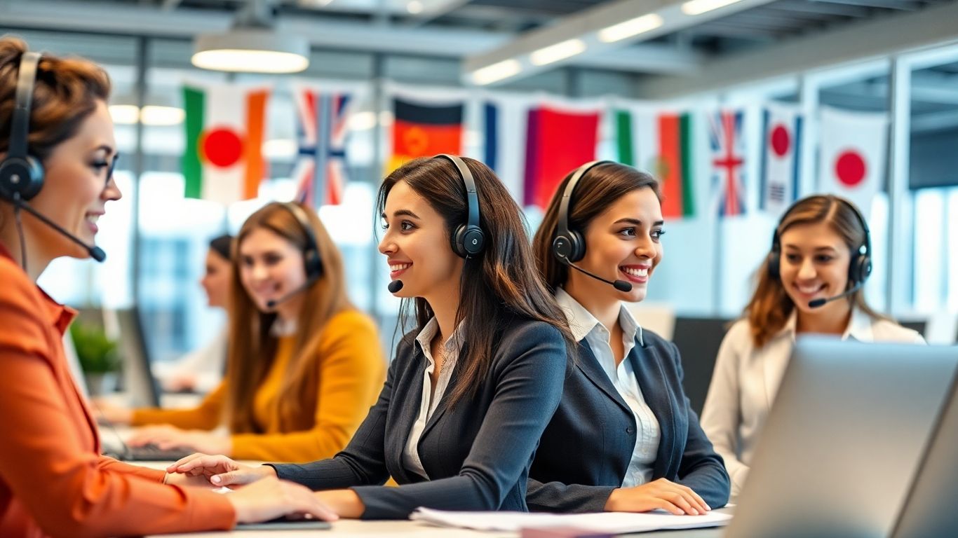 Multilingual call center team providing customer support