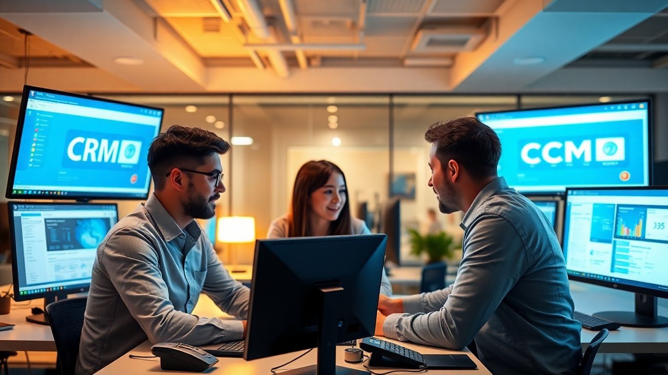 Office team working with CRM software integration