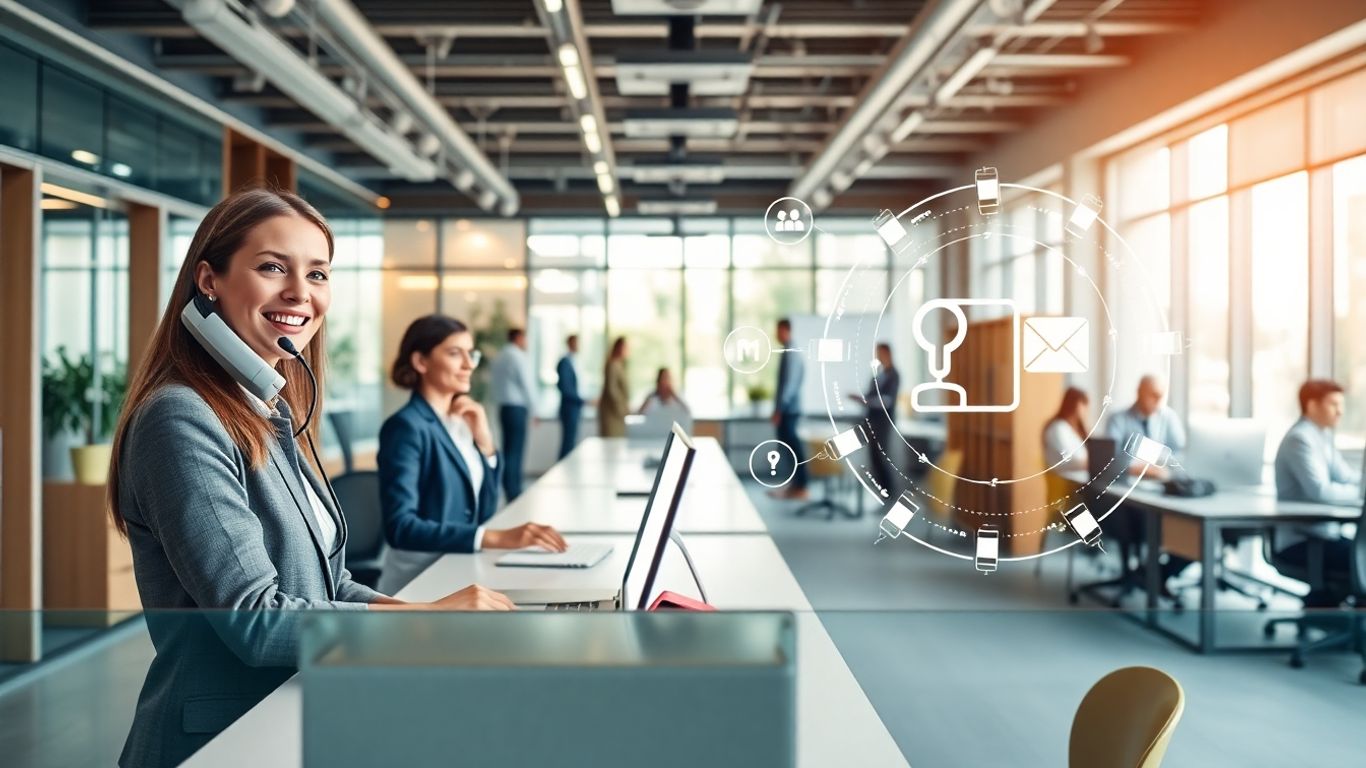 Receptionist and AI interface handling business calls together