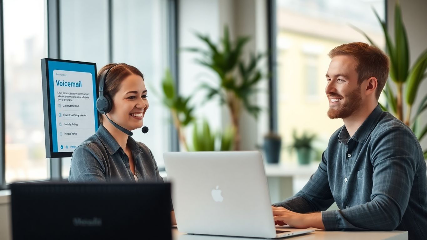 Receptionist with headset in Odessa office answering phone