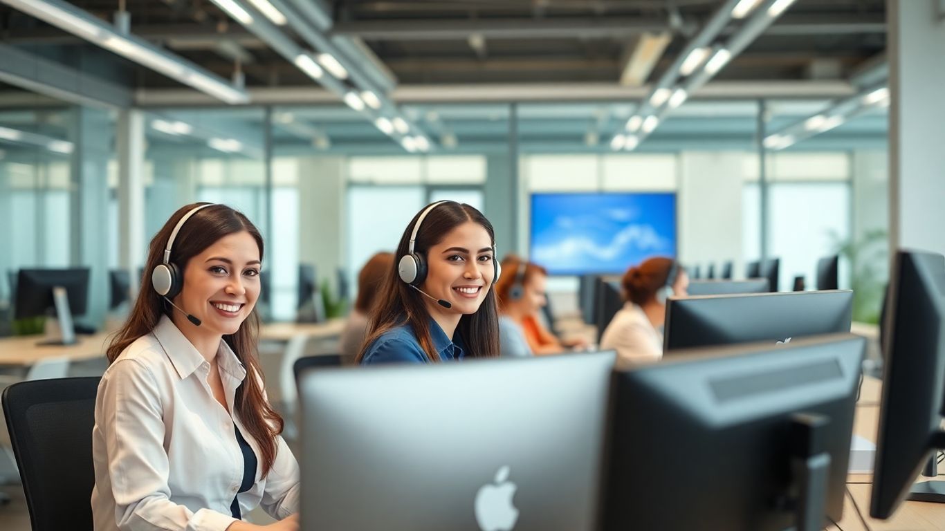 Call center agents providing 24/7 customer support