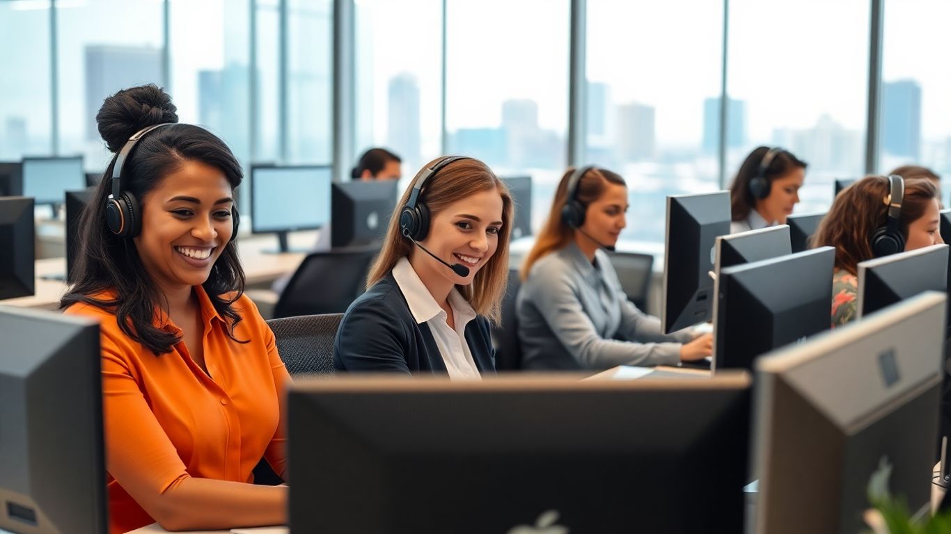 Call center agents providing customer support in Frisco office