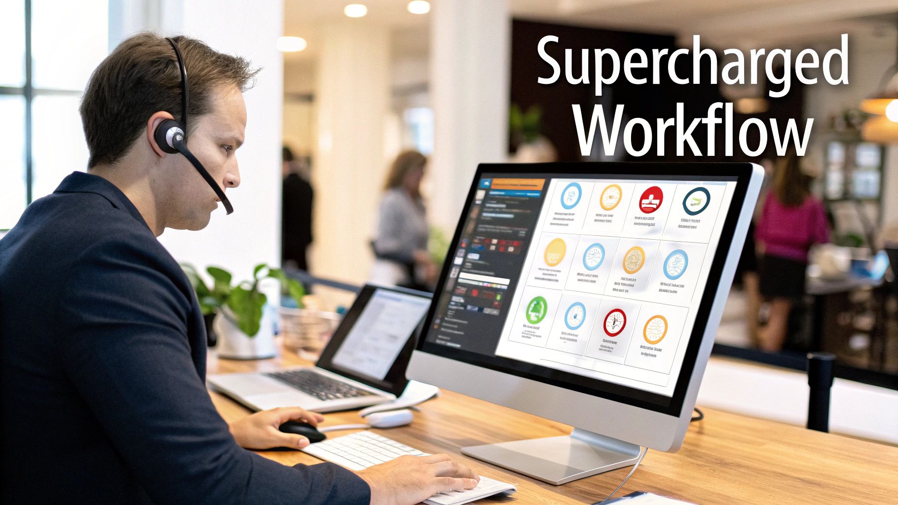 Sales rep using a dialer to manage calls and streamline their workflow