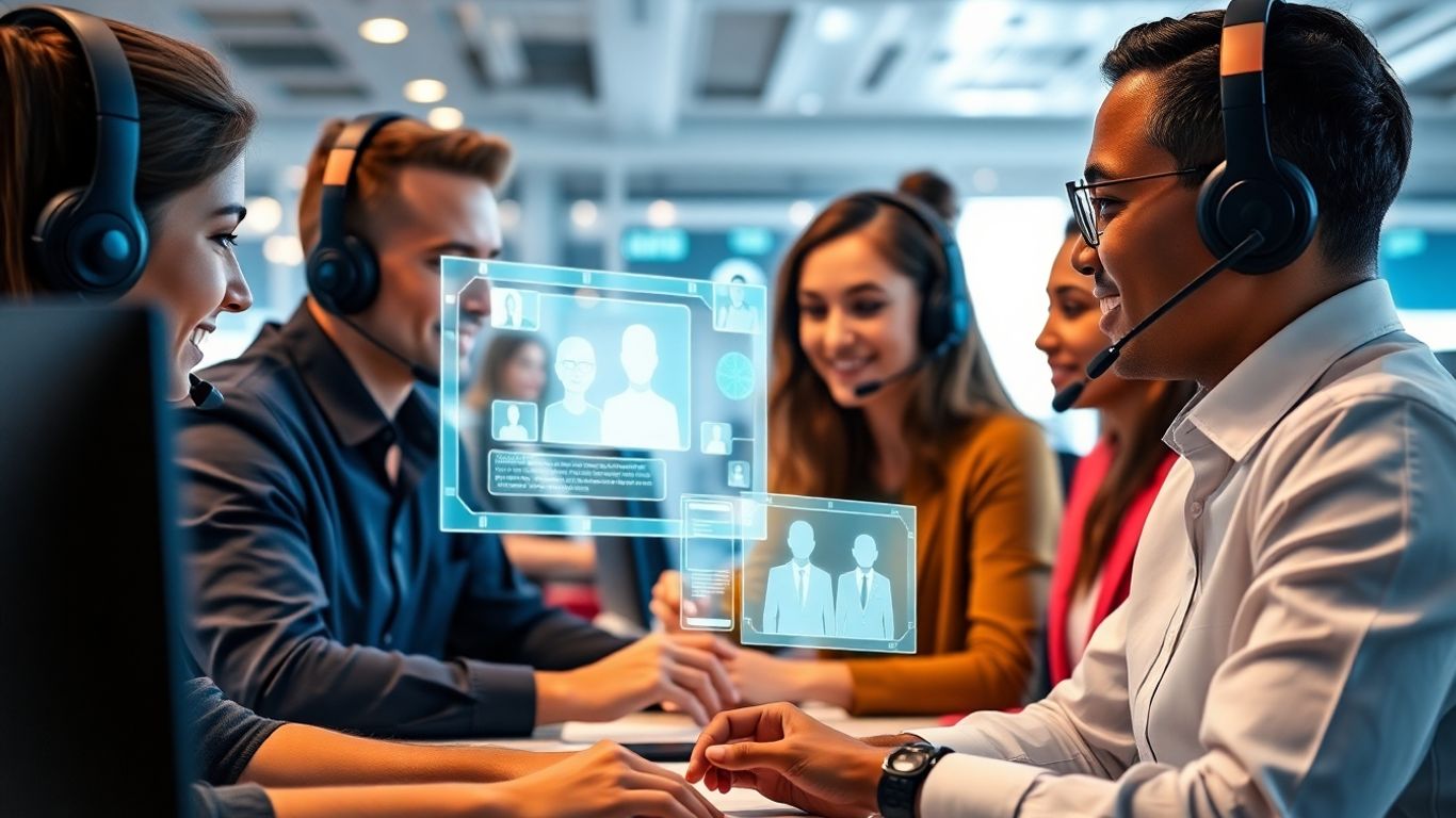 Call center agents using futuristic CRM interfaces