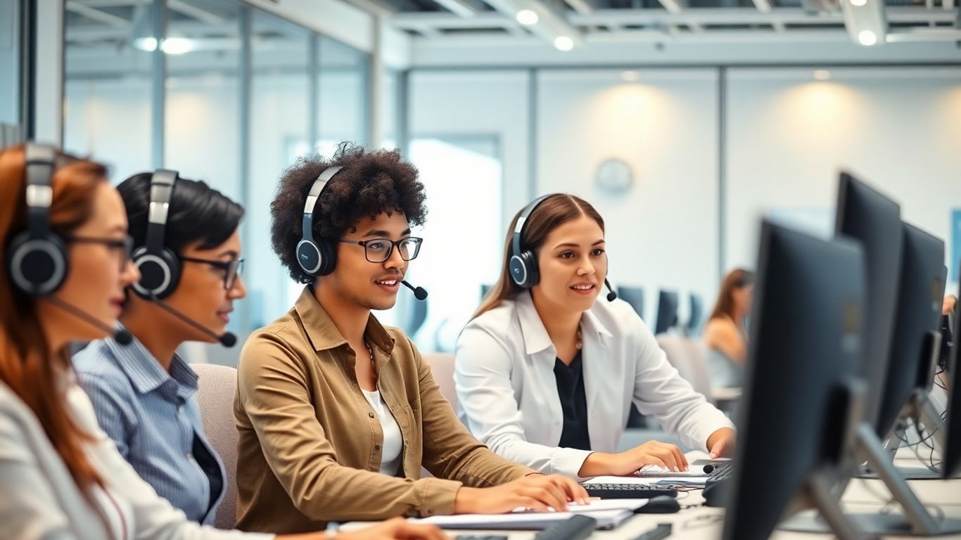 Supervisor giving feedback to call center agents