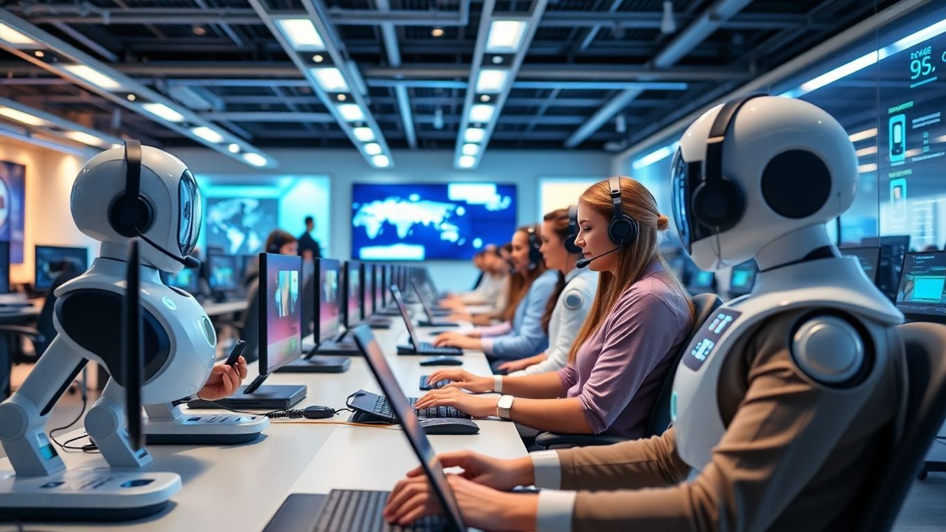 Call center agents and robots working together efficiently