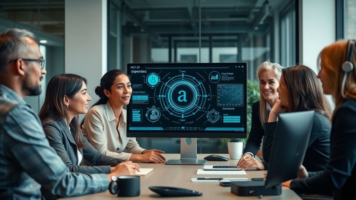 Diverse team discussing AI agents in a modern office