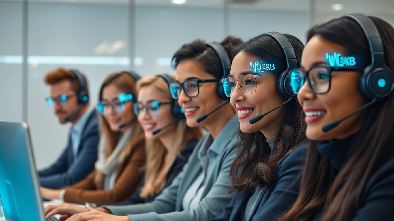 Customer service team with AI-enhanced voice interactions