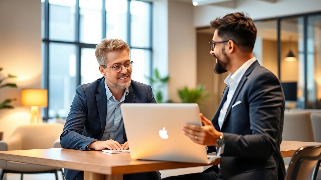 Business professional selling AI voice agent solutions