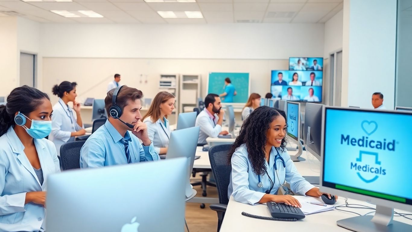 Healthcare call center staff assisting Medicaid patients