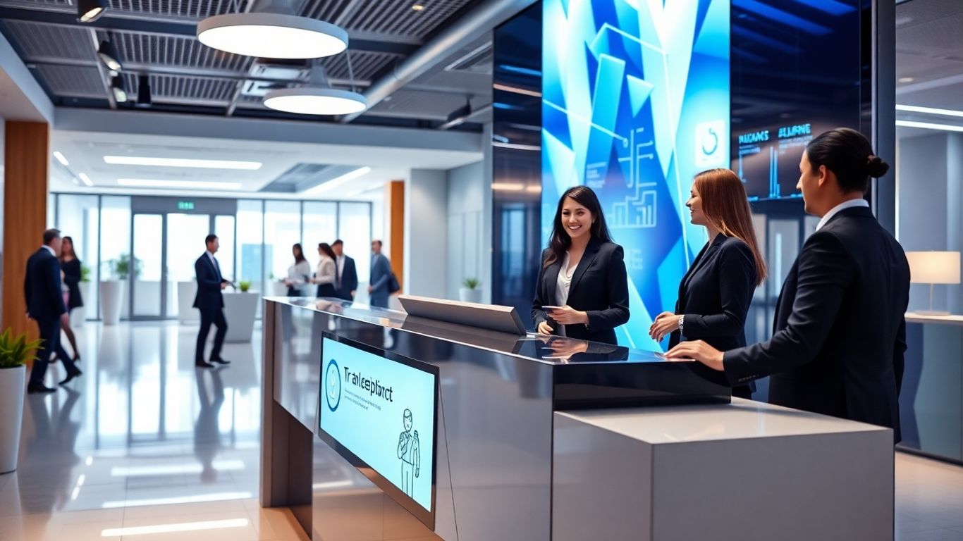 AI virtual receptionist in modern office setting