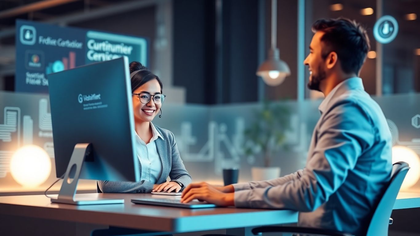 Virtual call agent helping customer with digital interface