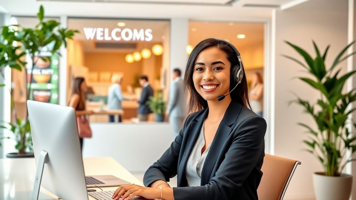 Virtual receptionist helping local business customers happily
