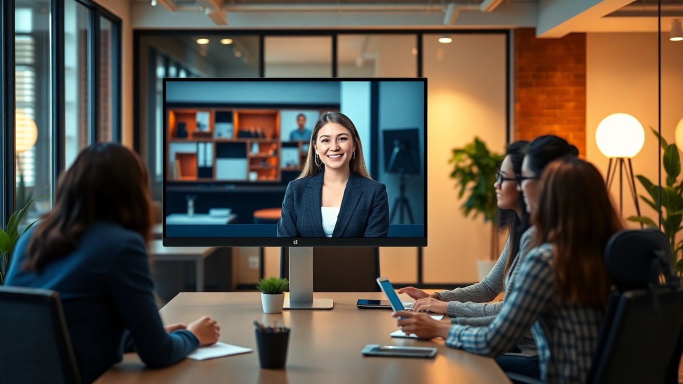 Virtual receptionist assisting Atlanta business remotely via video call