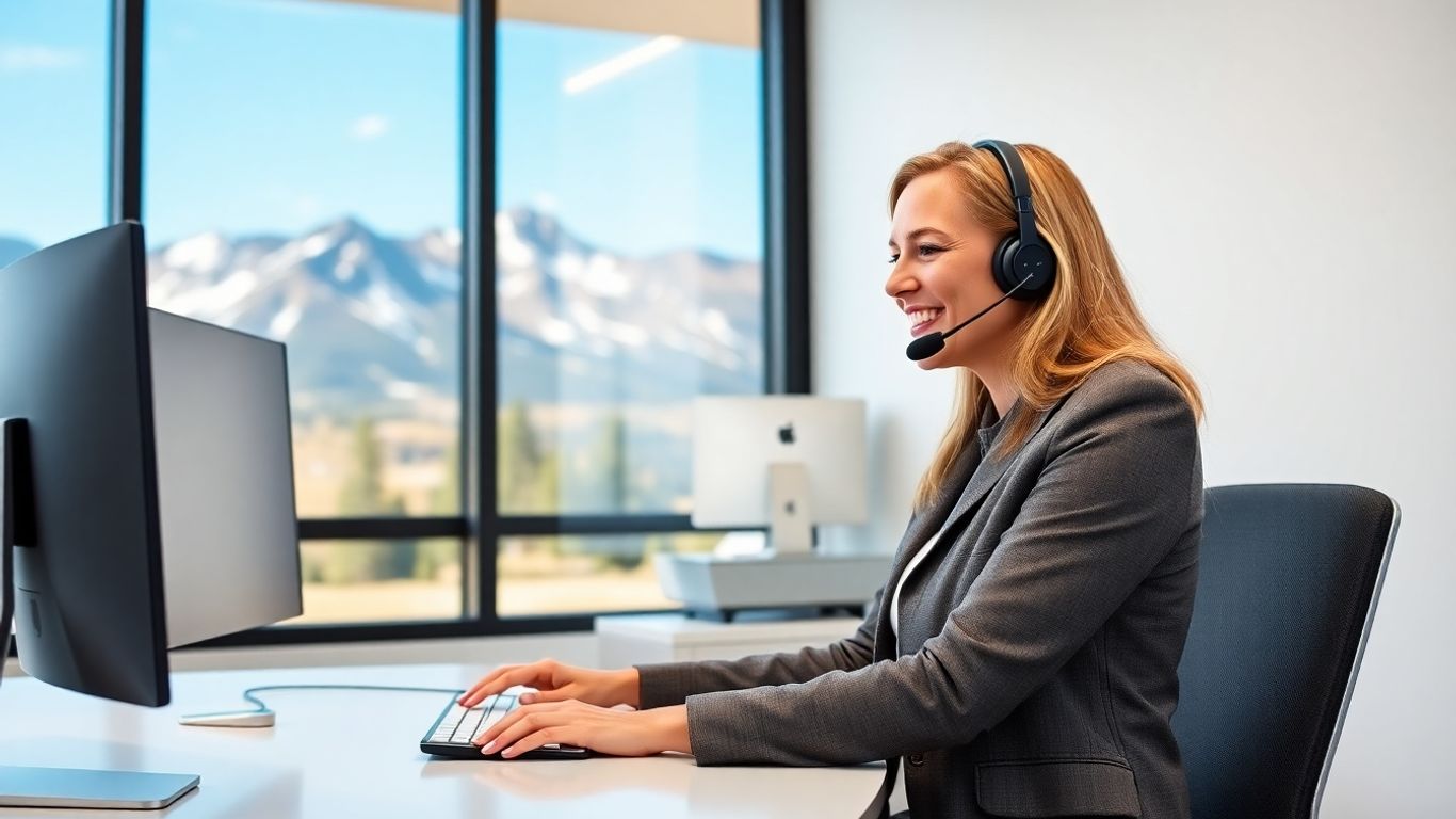 Virtual receptionist working in a modern Colorado office