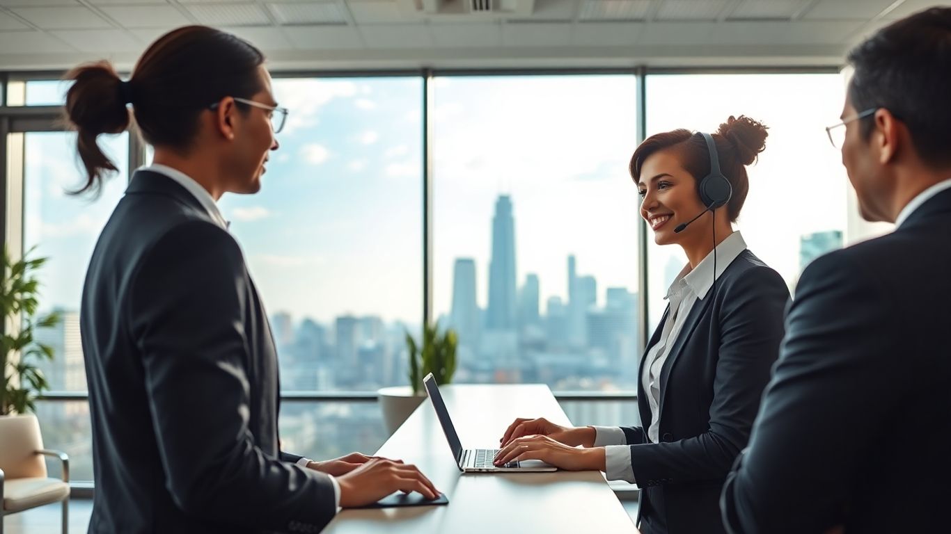 Virtual receptionist assisting professionals in Dallas office