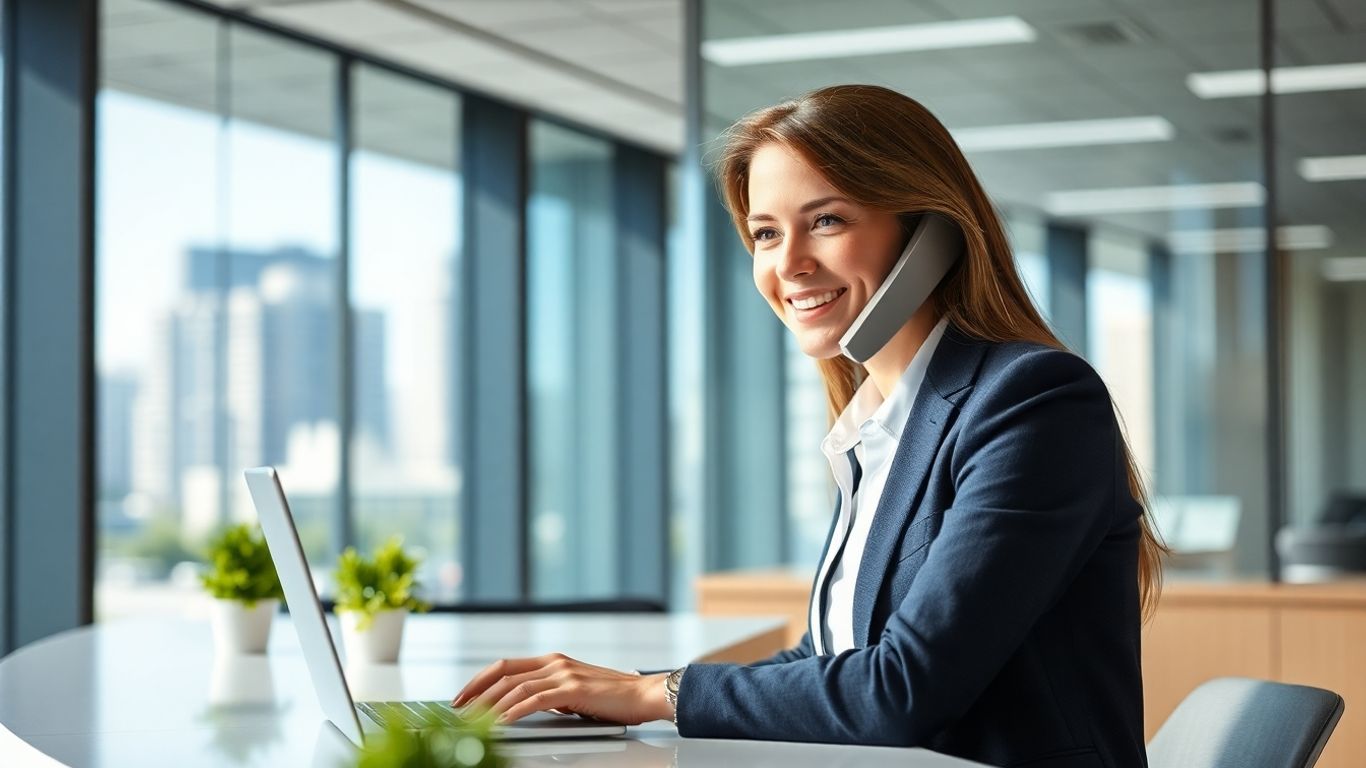 Receptionist answering phone in modern Jacksonville office