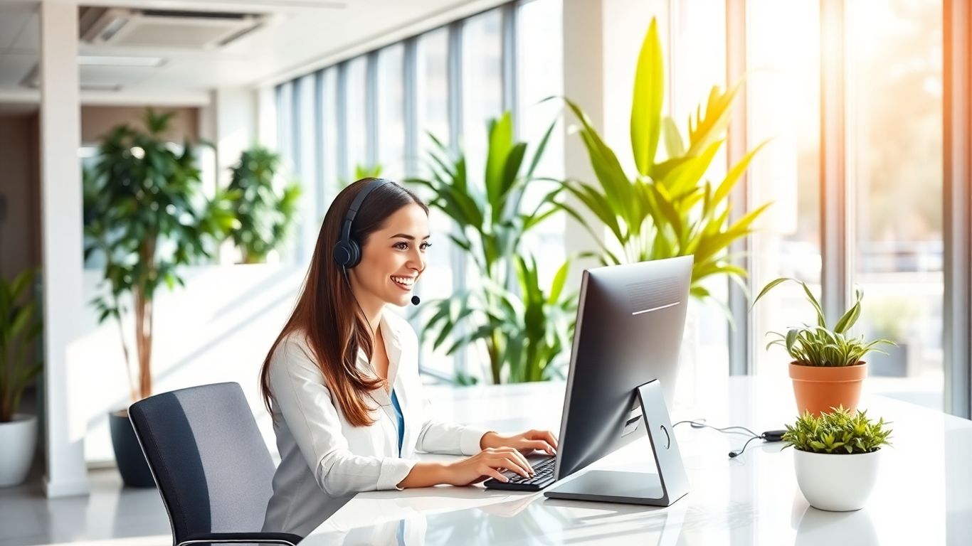 Virtual receptionist in modern Jacksonville office workspace