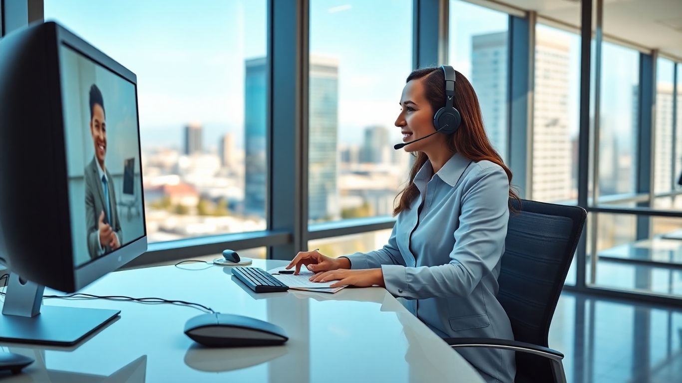 Virtual receptionist assisting business client in San Diego office