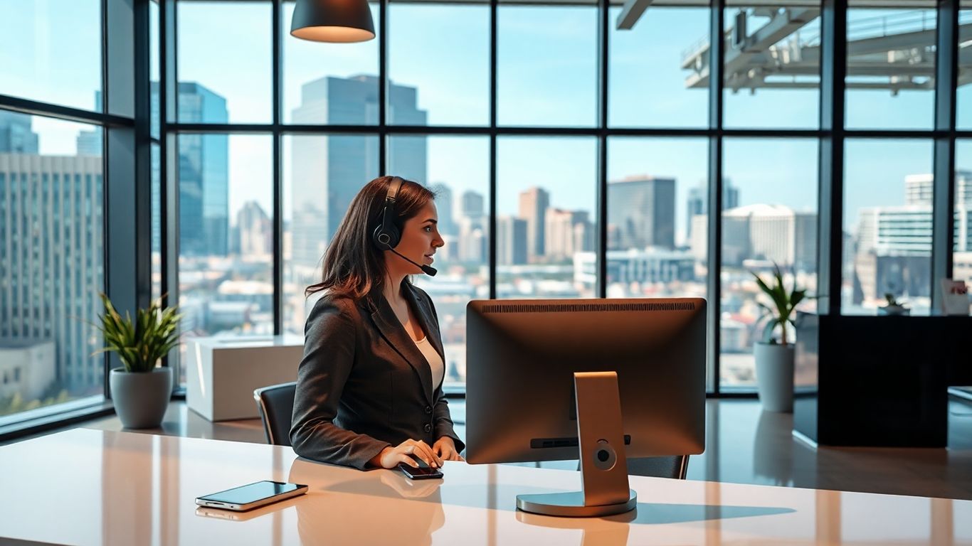 Austin virtual receptionist at work with business tools
